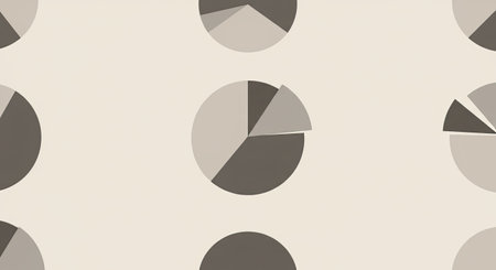 Seamless pattern with pie charts in retro style. Vector illustration