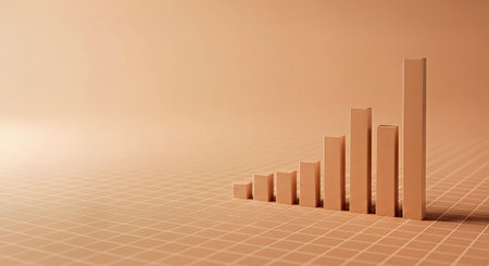 Graph of growth and increase in business, 3d render illustration.