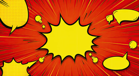 Comic book page template with empty speech bubbles and halftone effects. Vector illustration