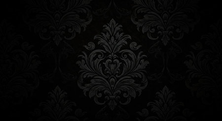 Damask wallpaper. Black and white ornament. Classic oriental backgroundの写真素材