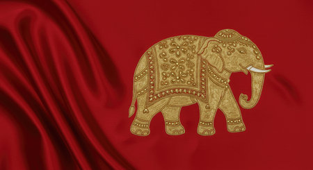 The flag in the form of an elephant.の写真素材