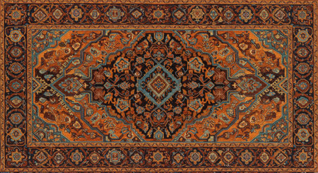 Beautiful patterned carpet in the oriental style, closeup of photoの写真素材