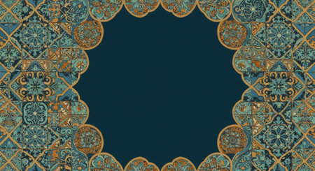 Detail of the ornamental decorative tiles on the facade of the mosque.の写真素材