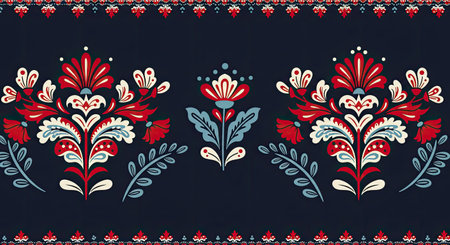Seamless indian floral border. Vector illustration. Textile rapport.