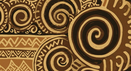 Texture, background, pattern. The fabric is brown with a spiral pattern.