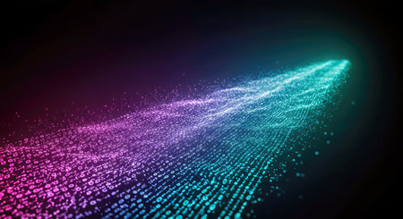 3D rendering of abstract digital particles. Futuristic background with glowing particles.
