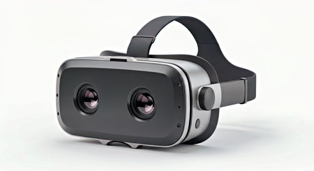 Virtual reality headset isolated on white background. 3d render illustration.