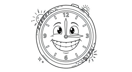 Coloring book for children: Cartoon clock face. Vector illustration.のイラスト素材