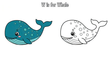 Coloring book for children: Whale. Worksheet for kids.のイラスト素材