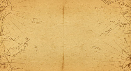 Old paper background with compass and map. Vintage grunge background.の写真素材