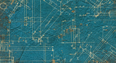 abstract blue background with some added textures and stains on it.の写真素材