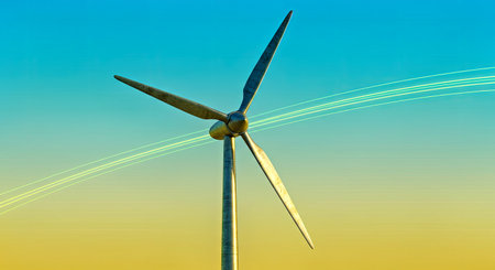 An image of windturbine in the blue sky background.