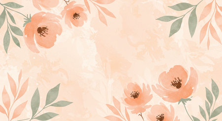 Watercolor floral background. Hand painted flowers and leaves. Vector illustration.の写真素材