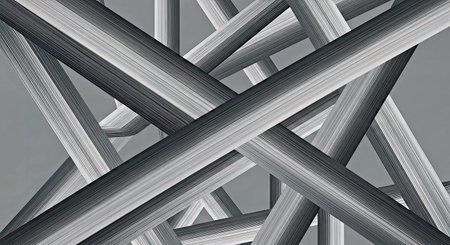 abstract background of metal strips in the form of a geometric patternの写真素材