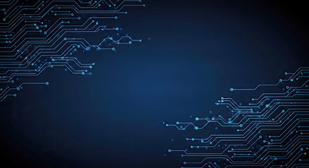 Circuit board technology background. Electronic computer hardware. Vector illustration.