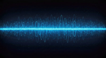 Sound wave on black background. Audio equalizer. Vector illustration.