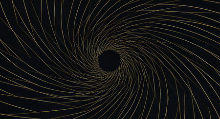 Black and gold spiral background. Vector illustration. Abstract fractal.