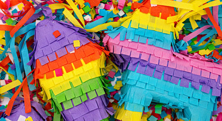 Colorful origami paper crafts for children's parties and celebrations.
