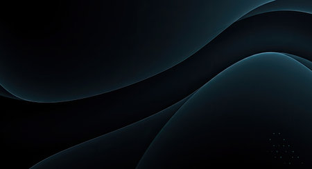 abstract background with blue wavy lines on black background, vector illustrationの写真素材