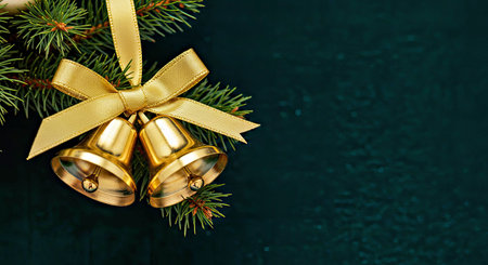 Christmas greeting card. Festive decoration on dark wooden background. New Year concept. Copy space....