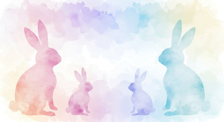 Rabbits watercolor background for your design. Vector illustration.の写真素材