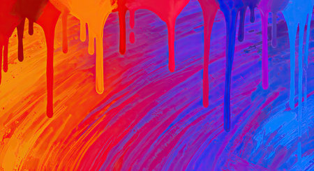 abstract background of colorful paint dripping on the wall. 3d renderingの写真素材