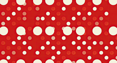 Seamless pattern with polka dots in red and white colorsの写真素材