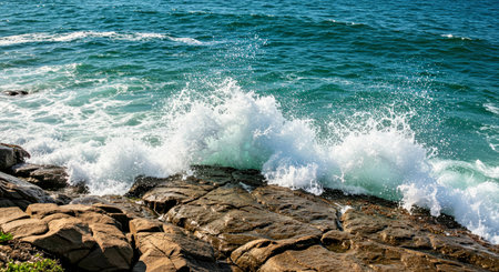Waves breaking on the rocks in the sea. Seascapeの写真素材