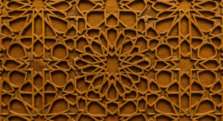 Background texture of decorative wooden panel with arabic pattern in oriental style