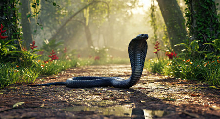 Cobra snake in the morning light. 3D Rendering