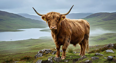 Scottish highland cow on the Isle of Skye, Scotland