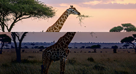 Giraffe in Serengeti National Park, Tanzania, Africaの写真素材