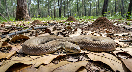 snake on the ground in the forest, Thailand. (Naja sp.)
