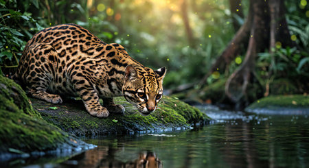 Wild cat in the rainforestの写真素材