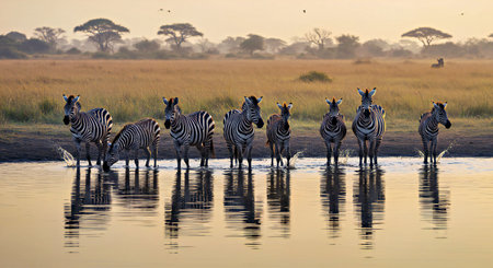 Zebras in the Okavango Delta - Moremi National Park in Botswanaの写真素材