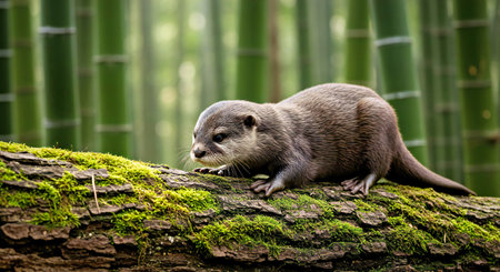 Asian small-clawed otter (Lutra lutra)の写真素材