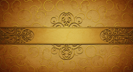 Decorative background with gold pattern and place for your text. Template for designの写真素材