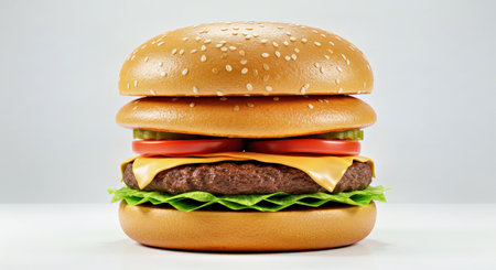 Big tasty hamburger on a white background. Close-up.の写真素材