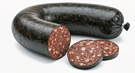 Sliced sausage on a white background. 3d rendering.