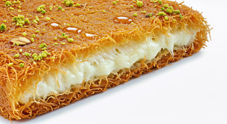 Turkish dessert baklava with pistachios on white background