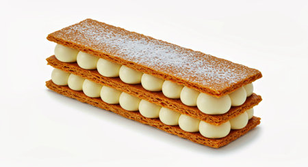 Wafers with cream on a white background. Close-up.