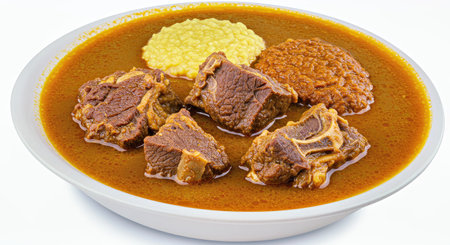 Beef stew in a bowl on a white background. Isolatedの写真素材