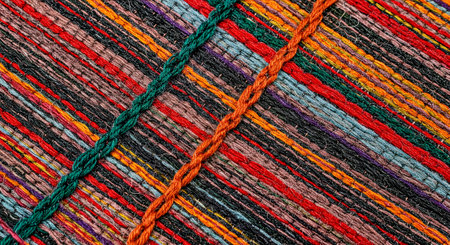Colorful wool threads as background. Close up of colorful wool threadsの写真素材