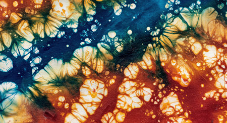 texture, background, pattern. Silk fabric with a pattern of yellow, blue, green, red lines.の写真素材