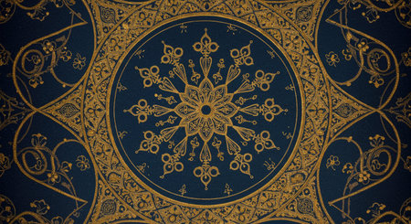 Vintage floral pattern on a dark blue background. Template for design