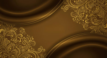 Luxury brown background with gold floral ornament. Vector illustration.の写真素材