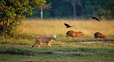 Red fox in the savanna