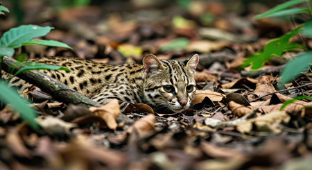 Leopard cat (Prionailurus javanicus) in the forest