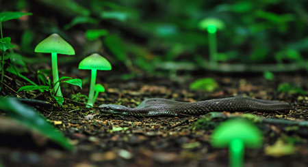Green snake in the forest. Snake in the forest. Snake in the forest.の写真素材