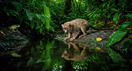 Tarsier in the rainforest of Borneo, Malaysia